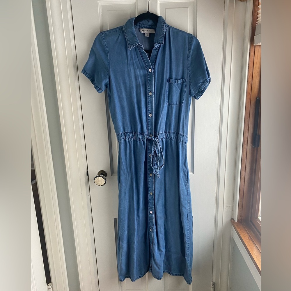 Amour Vert midi-length denim dress